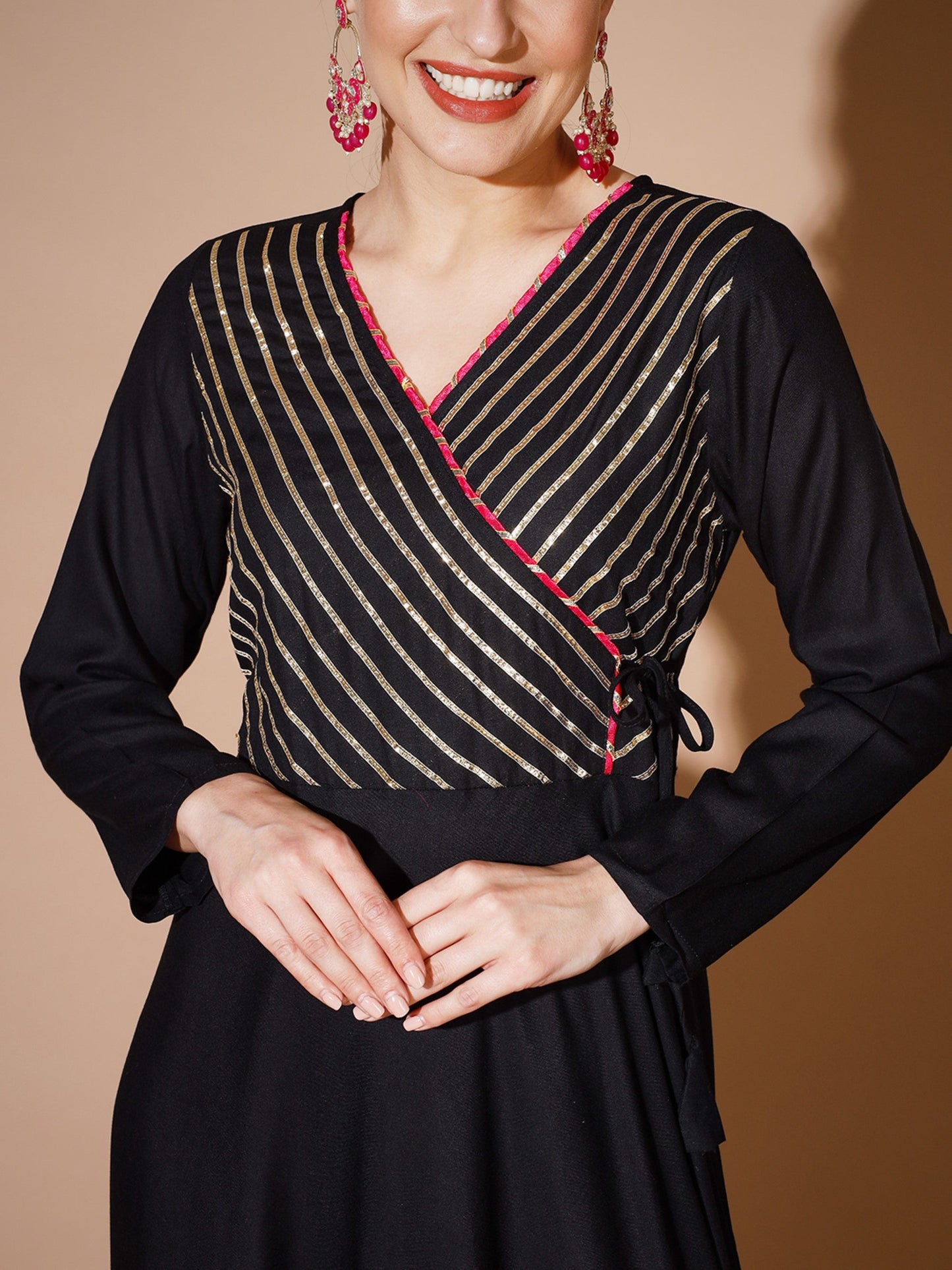 Women's Black Solid Kurtas