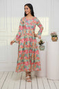 Women's Multi Floral Rayon A-Line Round Neck Dress
