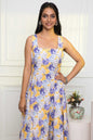 Women's Multi Floral Rayon A-Line Round Neck Dress