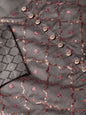 Women's Grey Chanderi Printed Kurta With Solid Skirt