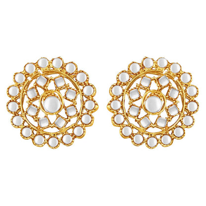 Women's 18k Gold Plated Black Pearl Beaded Choker Set with Stud Earrings for women