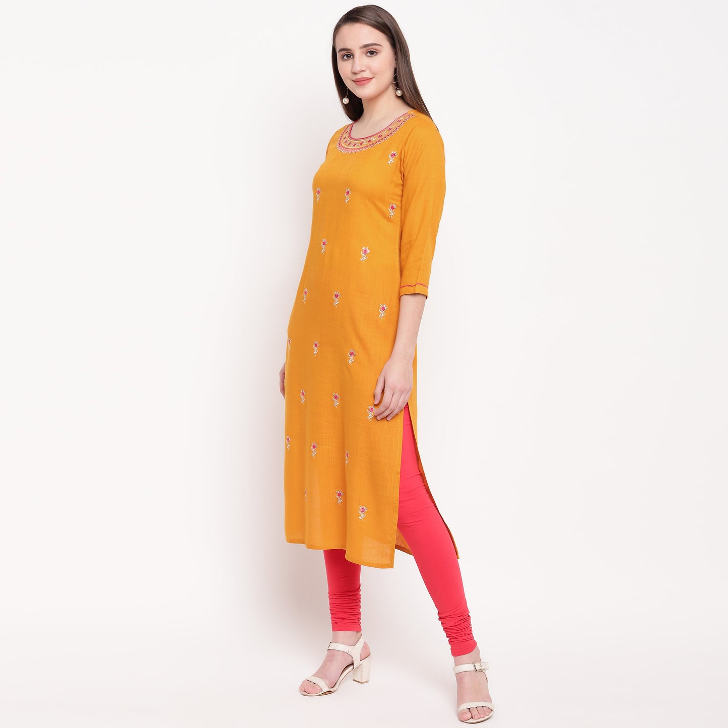 Women's Yellow Rayon Kurta By Vbu