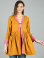 Women's Mustrd Cotton Printed Full Sleeve V Neck Casual Shrug