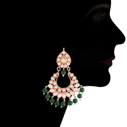 Women's Rose Gold Plated Ethnic Traditional Kundan & Pearl Choker Necklace Set