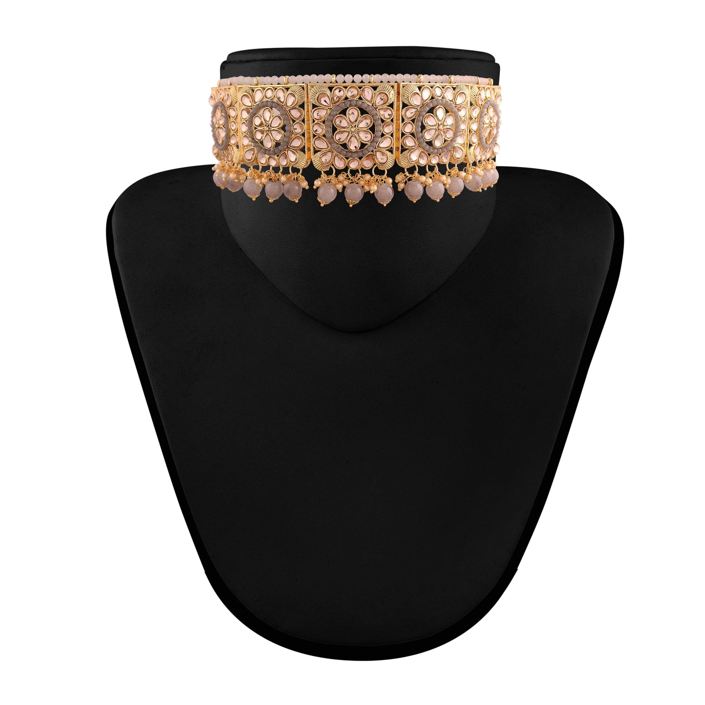 Women's 18k Gold Plated Grey Pearl Beaded Choker Se
