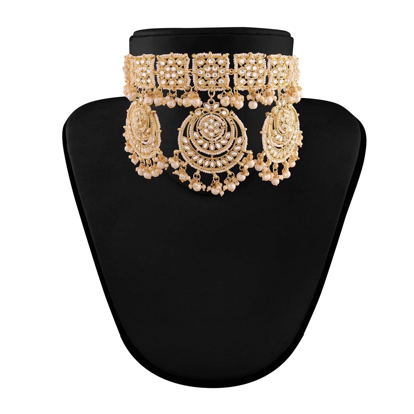 Women's 18K Gold Plated Traditional Kundan & Pearl Studded Choker Se