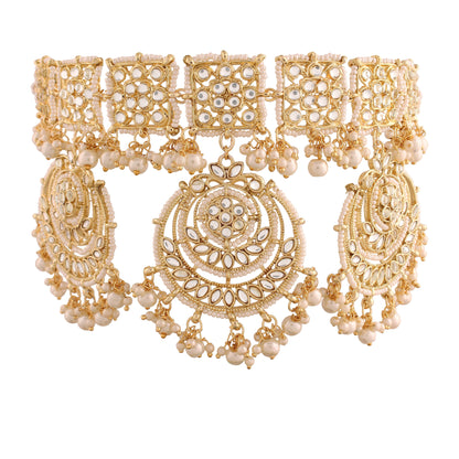 Women's 18K Gold Plated Traditional Kundan & Pearl Studded Choker Se