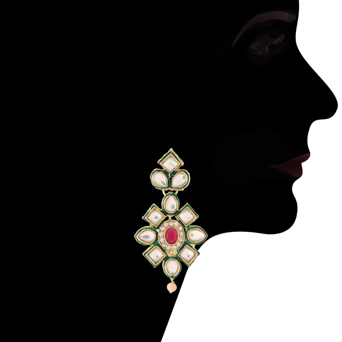 Women's 18K Gold Plated Traditional Kundan & Pearl Studded Choker Set - I Jew