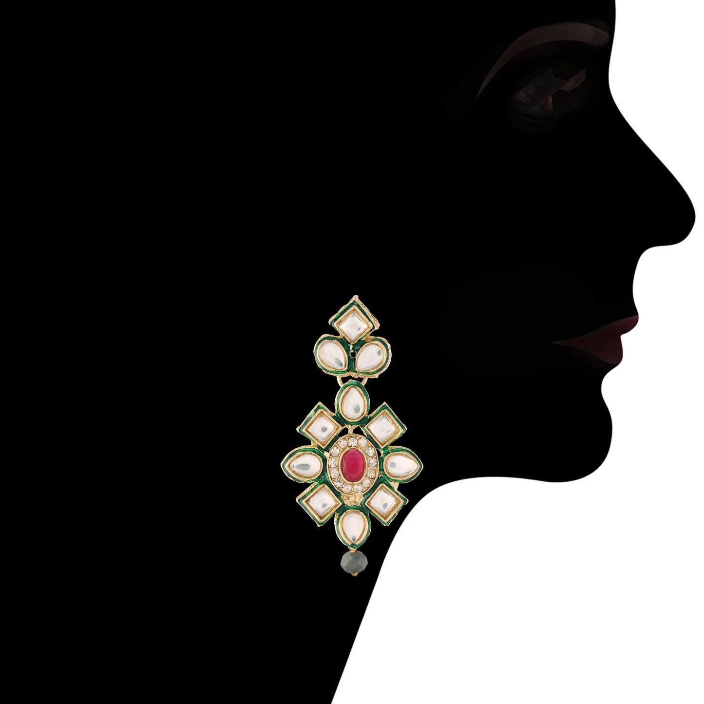 Women's 18K Gold Plated Traditional Kundan & Pearl Studded Choker Set - I Jew