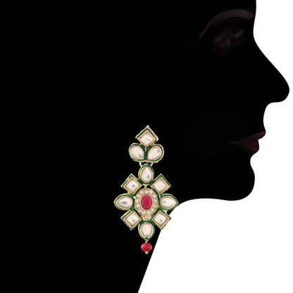 Women's 18K Gold Plated Traditional Kundan & Pearl Studded Choker Set - I Jew