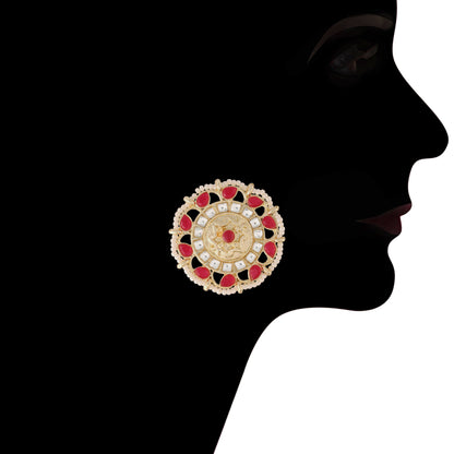 Women's 18K Gold Plated Traditional Kundan & Pearl Studded Choker Set - I Jew