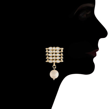 Women's 18K Gold Plated Traditional Kundan & Pearl Studded Choker Set - I Jew