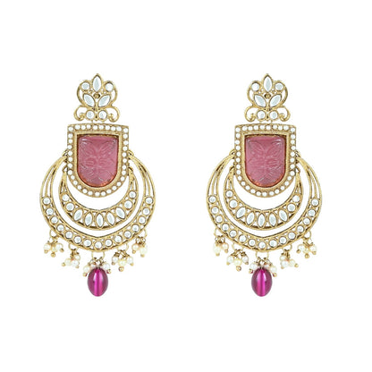 Women's 18k Gold Plated Traditional Pearl Kundan & Stone Studded Jewellery Necklace Set with Maang Tikka