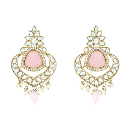 Women's 18k Gold Plated Traditional Pearl Kundan & Stone Studded Jewellery Necklace Set with Maang Tikka