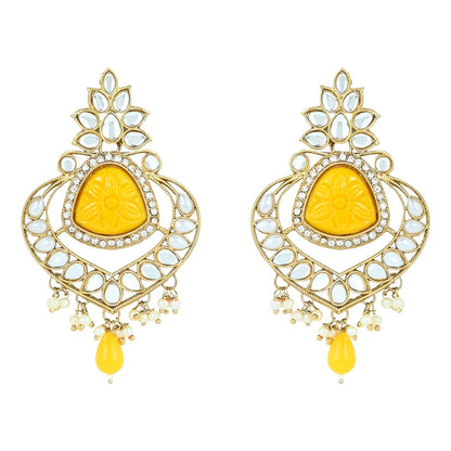Women's 18k Gold Plated Traditional Pearl Kundan & Stone Studded Jewellery Necklace Set with Maang Tikka