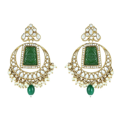 Women's 18k Gold Plated Traditional Pearl Kundan & Stone Studded Jewellery Necklace Set with Maang Tikka