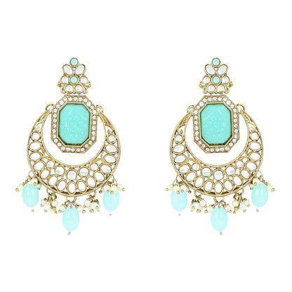 Women's 18k Gold Plated Traditional Pearl Kundan & Stone Studded Jewellery Necklace Set with Maang Tikka