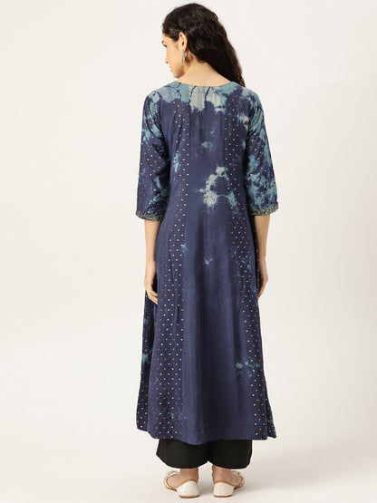 Women's Flared A-Line Dress (Blue)