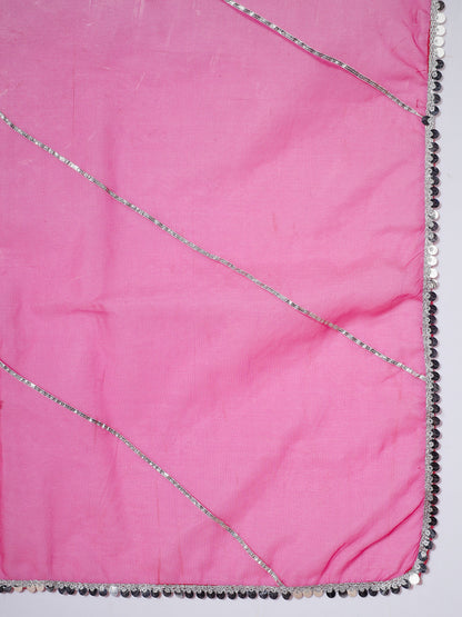 Women's Pink Solid Kurta & With Dupatta