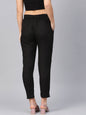 Women's Black Rayon Solid Straight Pants