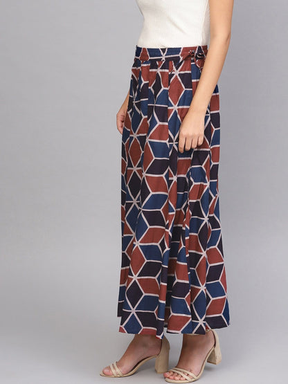 Women's Multicoloured Flared Printed Palazzos