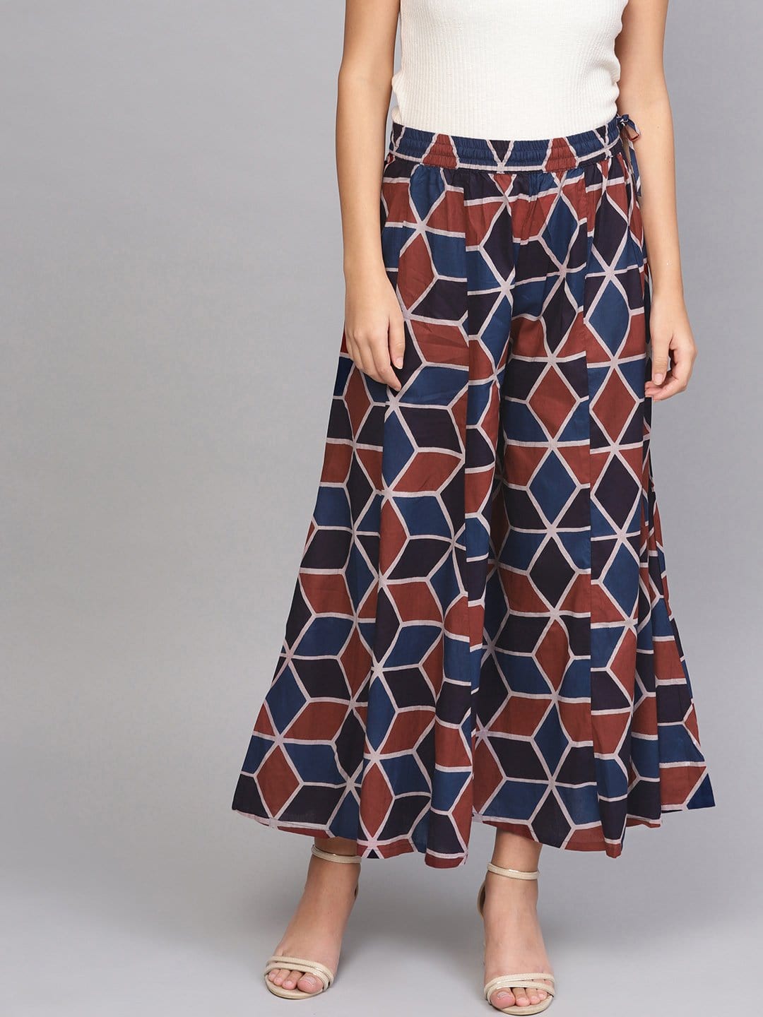 Women's Multicoloured Flared Printed Palazzos