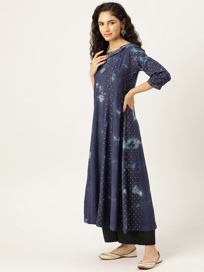 Women's Flared A-Line Dress (Blue)