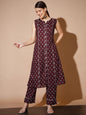 Women's Rust Floral Kurta & Trousers