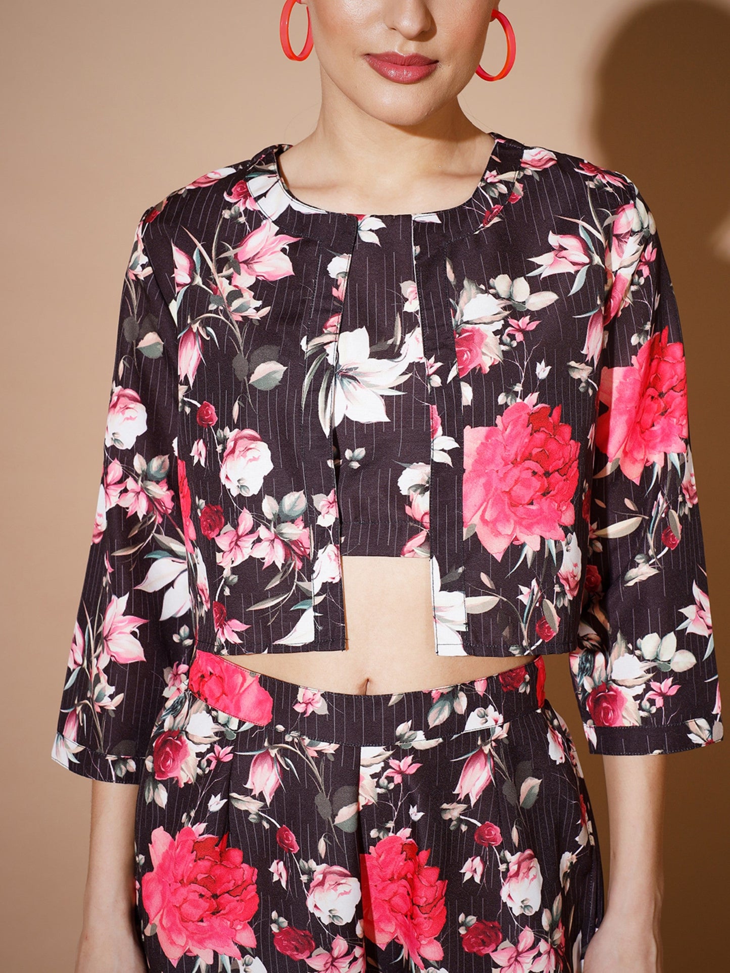 Women's Black Printed Co-Ords