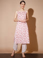 Women's Pink Printed Kurta & Trousers