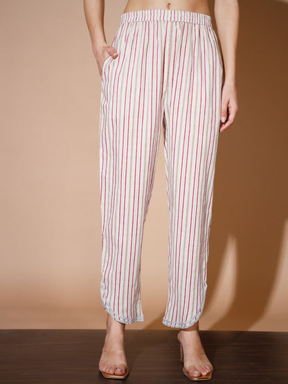 Women's Pink Printed Kurta & Trousers