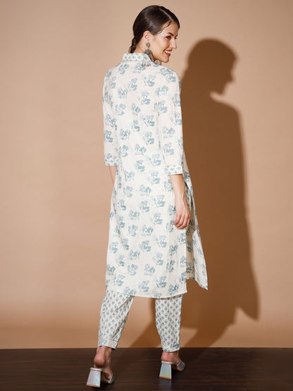Women's Multi Floral Kurta & Trousers