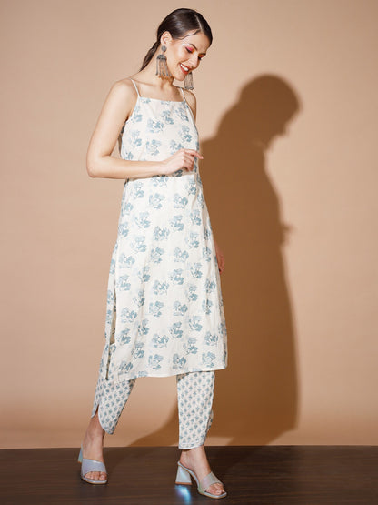 Women's Multi Floral Kurta & Trousers