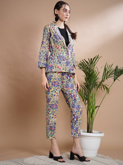 Women's Multi Shawl Neck Coat With Trousers
