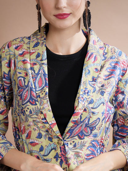 Women's Multi Shawl Neck Coat With Trousers