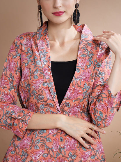 Women's Multi Shawl Neck Coat With Trousers