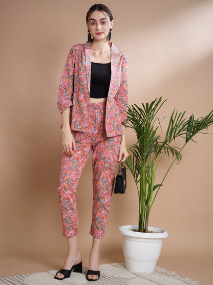 Women's Multi Shawl Neck Coat With Trousers