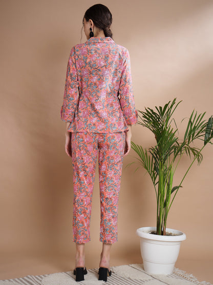 Women's Multi Shawl Neck Coat With Trousers