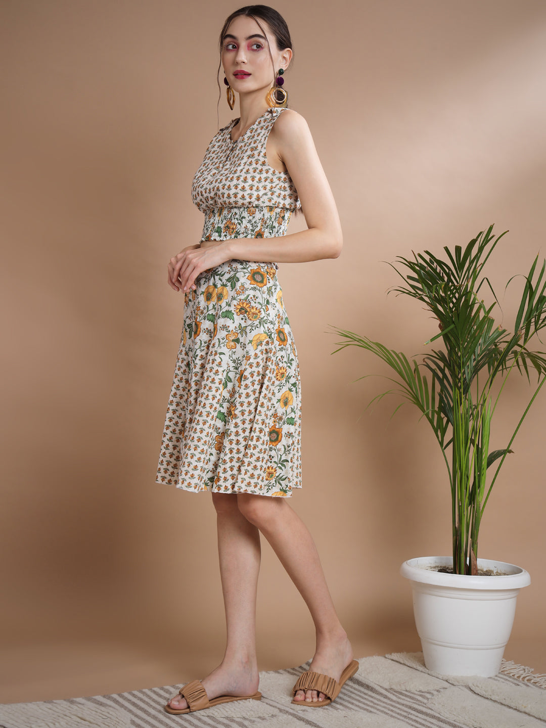 Women's Multi Round Neck Top With Skirt