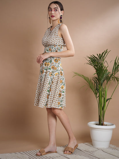 Women's Multi Round Neck Top With Skirt