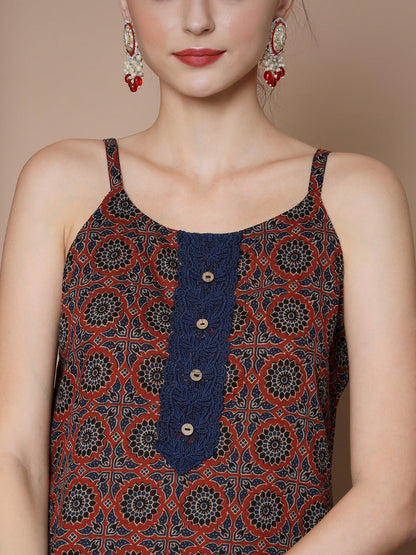Women's Blue Straight Kurta & Trousers