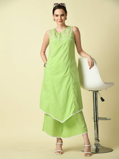 Women's Pink A-Line Solid Kurta