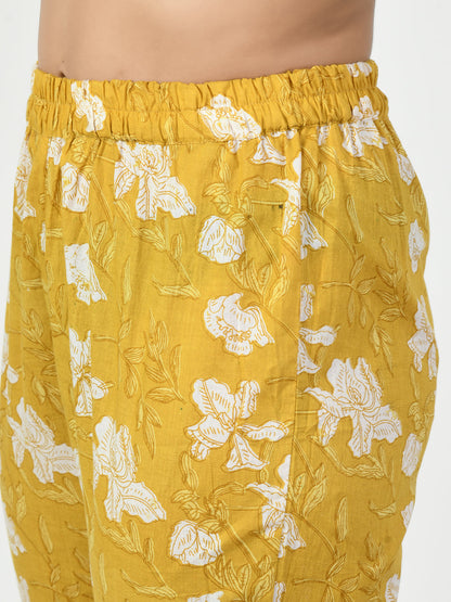 Women's Yellow Printed Kurta With Trouser