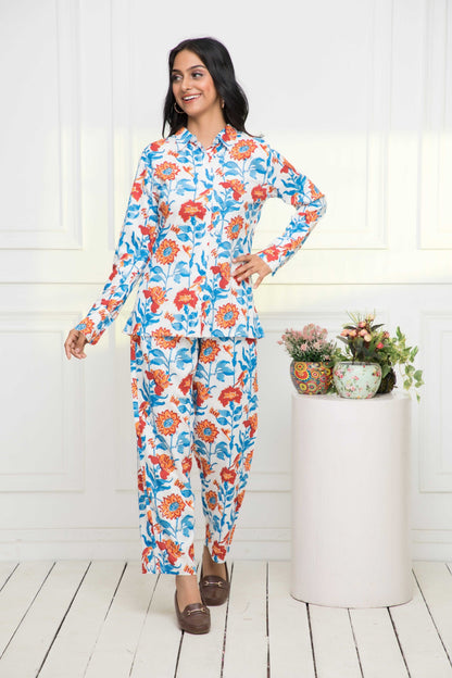 Women's Multi Printed Romantic Florals Co-Ords
