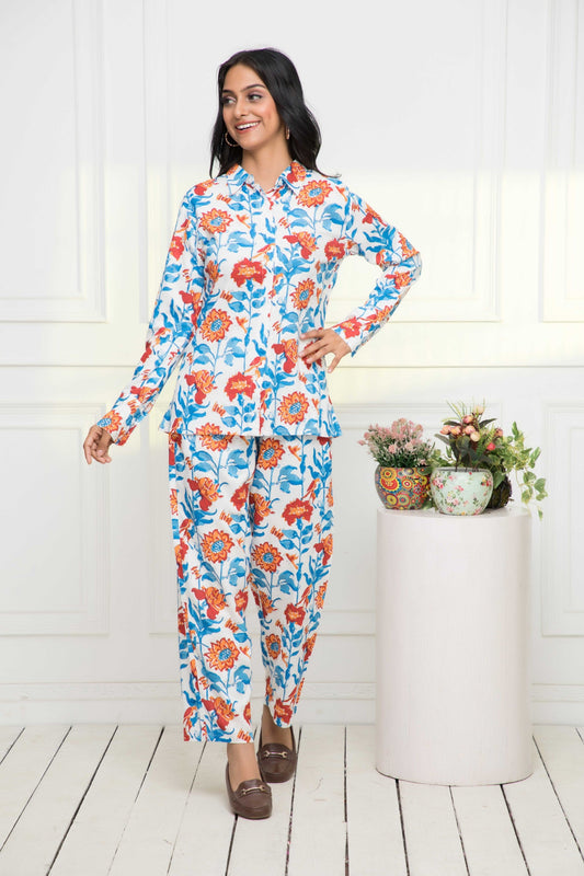 Women's Multi Printed Romantic Florals Co-Ords
