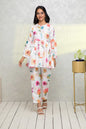 Women's White Printed Romantic Florals Co-Ords