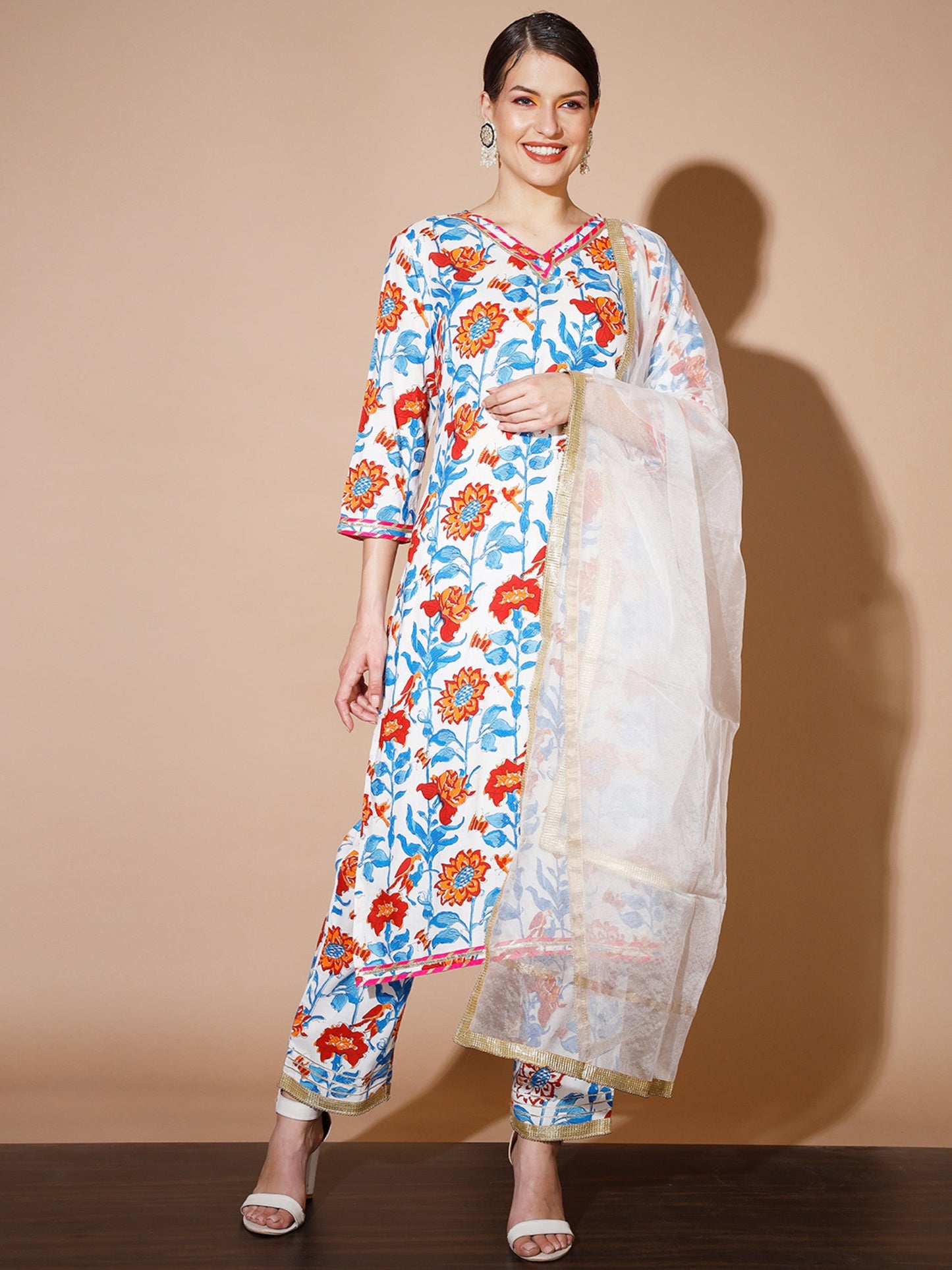 Women's Multi Solid Kurta & Trousers With Dupatta