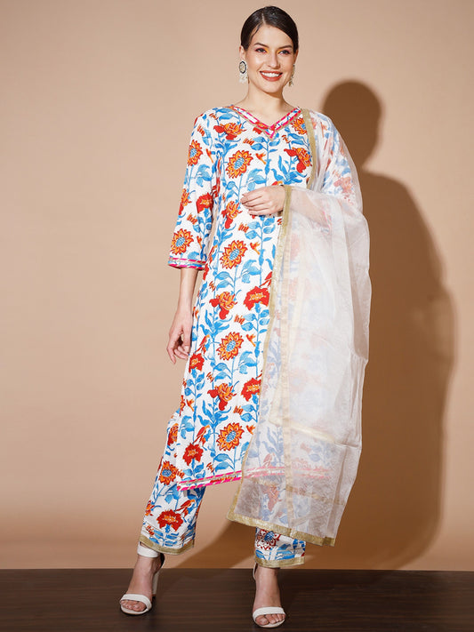 Women's Multi Solid Kurta & Trousers With Dupatta