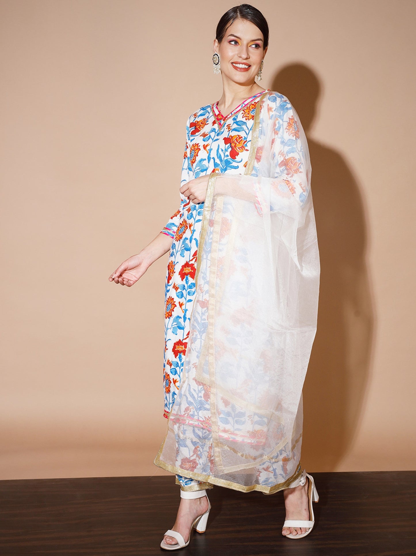 Women's Multi Solid Kurta & Trousers With Dupatta