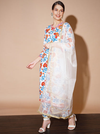 Women's Multi Solid Kurta & Trousers With Dupatta